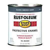 Rust-Oleum Stops Rust 7786502 Enamel Paint, Oil, Gloss, Smoke Gray, 1 qt, Can, 50 to 90 sq-ft/qt Coverage Area 