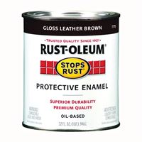 Rust-Oleum Stops Rust 7775502 Enamel Paint, Oil, Gloss, Leather Brown, 1 qt, Can, 50 to 90 sq-ft/qt Coverage Area 