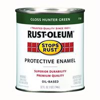 Rust-Oleum Stops Rust 7738502 Enamel Paint, Oil, Gloss, Hunter Green, 1 qt, Can, 50 to 90 sq-ft/qt Coverage Area 