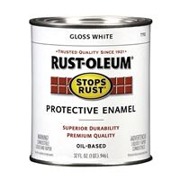 Rust-Oleum Stops Rust 7792504 Enamel Paint, Oil, Gloss, White, 1 qt, Can, 50 to 90 sq-ft/qt Coverage Area 