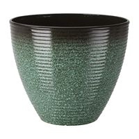 Landscapers Select PT-S007-B Planter, 14-3/4 in Dia, 12-1/2 in H, Round, High-Density Resin, Textured Green Wave, Pack of 6 