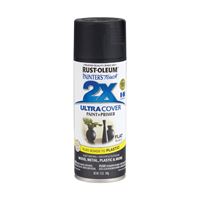 Rust-Oleum Painters Touch 2X Ultra Cover 334020 Spray Paint, Flat, Black, 12 oz, Aerosol Can 