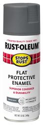 RUST-OLEUM Stops Rust 366346 Protective Enamel Paint, Flat, Smoke Gray, 12 oz, Aerosol Can