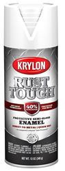 Krylon Rust Tough K09266008 Rust-Preventative Enamel Spray Paint, Semi-Gloss, White, 12 oz, Can  6 Pack