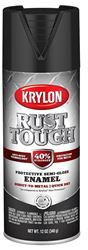 Krylon Rust Tough K09267008 Rust-Preventative Enamel Spray Paint, Semi-Gloss, Black, 12 oz, Can  6 Pack