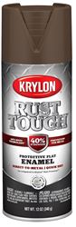 Krylon Rust Tough K09270008 Rust-Preventative Spray Paint, Flat, Leather Brown, 12 oz, Can