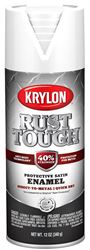 Krylon Rust Tough K09268008 Rust-Preventative Enamel Spray Paint, Satin, White, 12 oz, Can  6 Pack