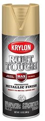 Krylon Rust Tough K09273008 Rust-Preventative Enamel Spray Paint, Metallic, Gold, 12 oz, Can  6 Pack