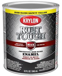 Krylon Rust Tough K09713008 Rust-Preventative Paint, Gloss Sheen, Safety Yellow/Sun, 1 qt, 400 sq-ft/gal Coverage Area  2 Pack