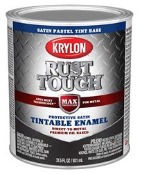 Krylon Rust Tough K09726008 Enamel Paint, Satin Sheen, Pastel Tint, 1 qt, 400 sq-ft/gal Coverage Area  2 Pack