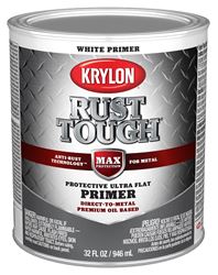 Krylon Rust Tough K09718008 Primer, Ultra Flat, White, 1 qt  2 Pack