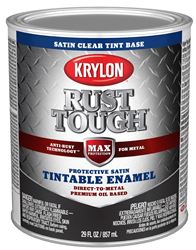 Krylon Rust Tough K09728008 Enamel Paint, Satin Sheen, Clear, 1 qt, 400 sq-ft/gal Coverage Area  2 Pack