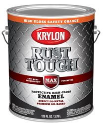 Krylon Rust Tough K09768008 Rust-Preventative Paint, Gloss Sheen, Safety Orange, 1 gal, 400 sq-ft/gal Coverage Area  4 Pack