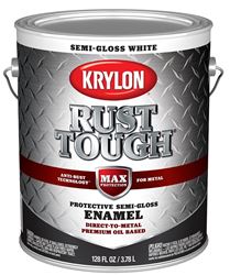 Krylon Rust Tough K09734008 Rust-Preventative Paint, Semi-Gloss Sheen, White, 1 gal, 400 sq-ft/gal Coverage Area  4 Pack