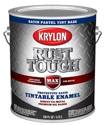Krylon Rust Tough K09749008 Enamel Paint, Satin Sheen, Pastel Tint, 1 gal, 400 sq-ft/gal Coverage Area  4 Pack