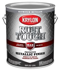 Krylon Rust Tough K09742008 Enamel Paint, Metallic Aluminum, 1 gal, 400 sq-ft/gal Coverage Area  4 Pack