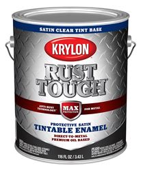 Krylon Rust Tough K09751008 Enamel Paint, Satin Sheen, Clear, 1 gal, 400 sq-ft/gal Coverage Area  4 Pack