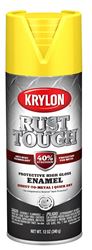 Krylon Rust Tough K09211008 Rust-Preventative Enamel Spray Paint, Gloss, Safety Yellow/Sun, 12 oz, Can  6 Pack