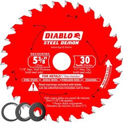 Diablo D053830FMX Saw Blade, 5-3/8 in Dia, 20 mm Arbor, 30-Teeth, Carbide Cutting Edge 