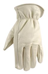 Wells Lamont 1130L Work Gloves, Mens, L, 9 to 9-1/2 in L, Keystone Thumb, Elastic Cuff, Cowhide Leather, White 