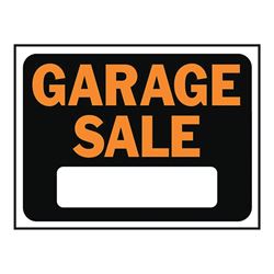 Hy-Ko Hy-Glo Series 3023 Identification Sign, Garage Sale, Fluorescent Orange Legend, Plastic, Pack of 10 
