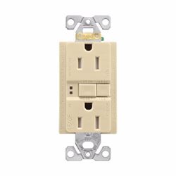 Eaton Wiring Devices TRAFGF15V-K-L Duplex Receptacle Wallplate, 2 -Pole, 15 A, 125 V, Back, Side Wiring, Ivory 