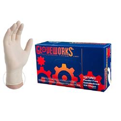Gloveworks TLF44100 Disposable Gloves, M, Latex, Powder-Free, Ivory, 14.37 in L 