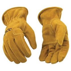 Kinco 97-M Gloves, Mens, M, Keystone Thumb, Shirred Elastic Cuff, Cowhide Leather, Gold 