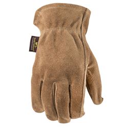 Wells Lamont 1012M Work Gloves, Mens, M, Keystone Thumb, Cowhide Leather, Brown/Tan 