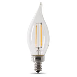 Feit Electric BPCFC40950CAFIL/2/RP LED Bulb, Decorative, Flame Tip Lamp, 40 W Equivalent, E12 Lamp Base, Dimmable, 2/PK 