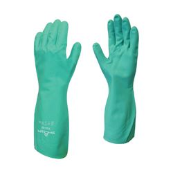 Showa 730-09.RT Work Gloves, Unisex, L, 33 cm L, Gauntlet Cuff, Nitrile, Green 