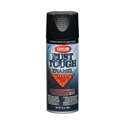 Krylon Rust Tough K09203007 Rust Preventative Spray Paint, Semi-Flat, Black, 12 oz, Can 