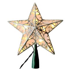 Hometown Holidays 36509 Christmas Ornament, 10 in H, Star, Tree Topper, Mini Light Bulb, Plastic Green Wire, Pack of 12 