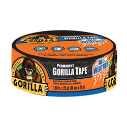 Gorilla 6009002 Permanent Tape, 25 yd L, 1.88 in W, Black 
