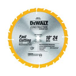 DeWALT DW3112 Saw Blade, 10 in Dia, 5/8 in Arbor, 24-Teeth, Carbide Cutting Edge 