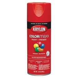 Krylon K05503007 Enamel Spray Paint, Gloss, Banner Red, 12 oz, Can 