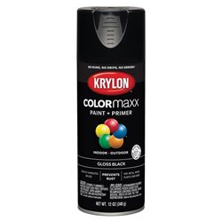 Krylon K05505007 Enamel Spray Paint, Gloss, Black, 12 oz, Can 