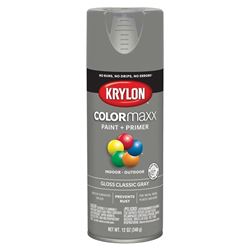 Krylon K05513007 Enamel Spray Paint, Gloss, Classic Gray, 12 oz, Can 