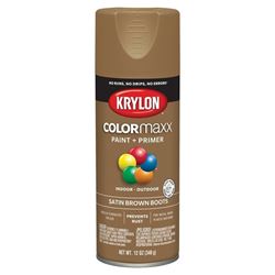 Krylon K05559007 Enamel Spray Paint, Satin, Brown Boots, 12 oz, Can 