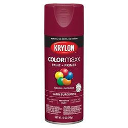 Krylon K05560007 Enamel Spray Paint, Satin, Burgundy, 12 oz, Can 