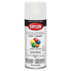 Krylon K05577007 Enamel Spray Paint, Satin, White, 12 oz, Can 