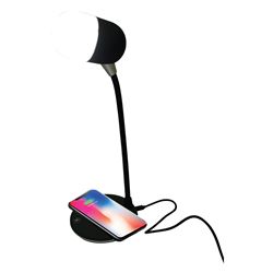 PowerZone SH08 3-in-1 Speaker with Wireless Phone Charger and LED Lamp, Black 