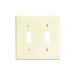 Leviton 001-86009-000 Wallplate, 4-1/2 in L, 2-3/4 in W, 2 -Gang, Thermoset, Ivory, Smooth 