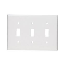 Leviton 001-88011-000 Non-Metallic Wallplate, 4-1/2 in L, 2-3/4 in W, 3 -Gang, Thermoset, White, Smooth 