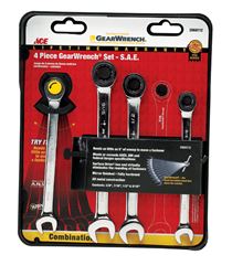 Ace 4 pc. Metal SAE Ratcheting Gearwrench Set 