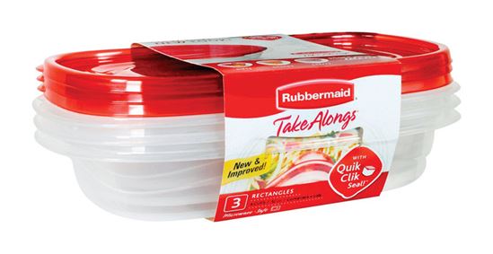 Rubbermaid TakeAlongs 4 Cup Rectangle Food Storage Containers, Set of 3, Red