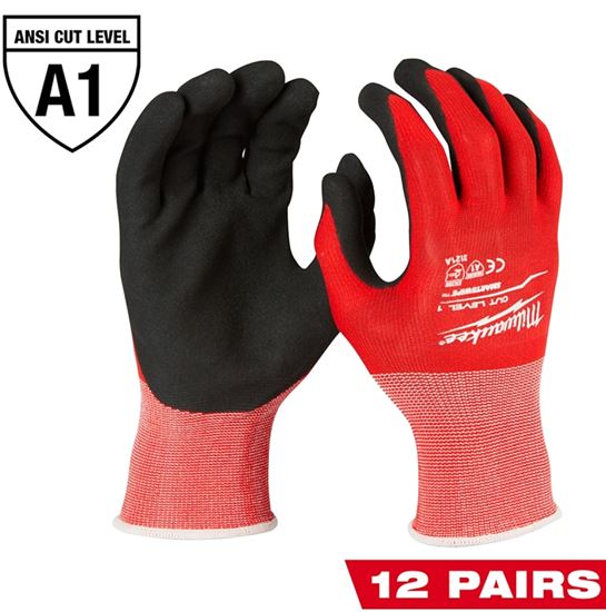 Milwaukee 48-22-8922B Breathable Insulated Winter Dipped Gloves, Men's, L, 4.09 in L, Elasticated Knit Cuff, Red