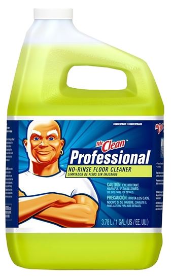 MR CLEAN 25045 Concentrated No-Rinse Floor Cleaner, 1 gal Jug, Liquid, Lemon, Light Yellow  4 Pack