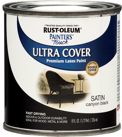 Painter's Touch Ultra Cover 267249 Latex Enamel Paint, Satin, Canyon Black, 0.5 pt