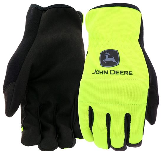 John Deere JD86018-XL High-Dexterity Work Gloves, Men's, XL, Reinforced Thumb, Shirred Cuff, Spandex/Synthetic Leather